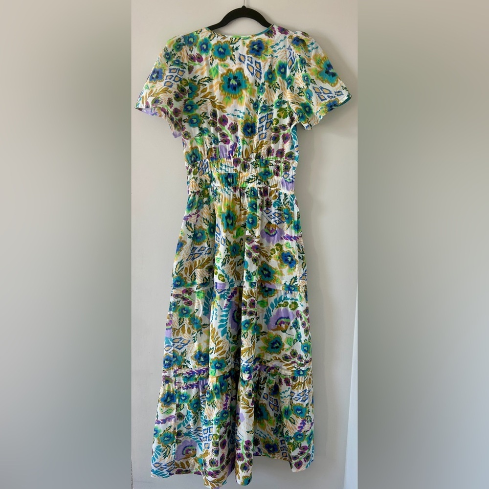 Johnny Was Ikat Bloom Tiered Floral Print Midi Dress Size Small - Picture 9 of 12